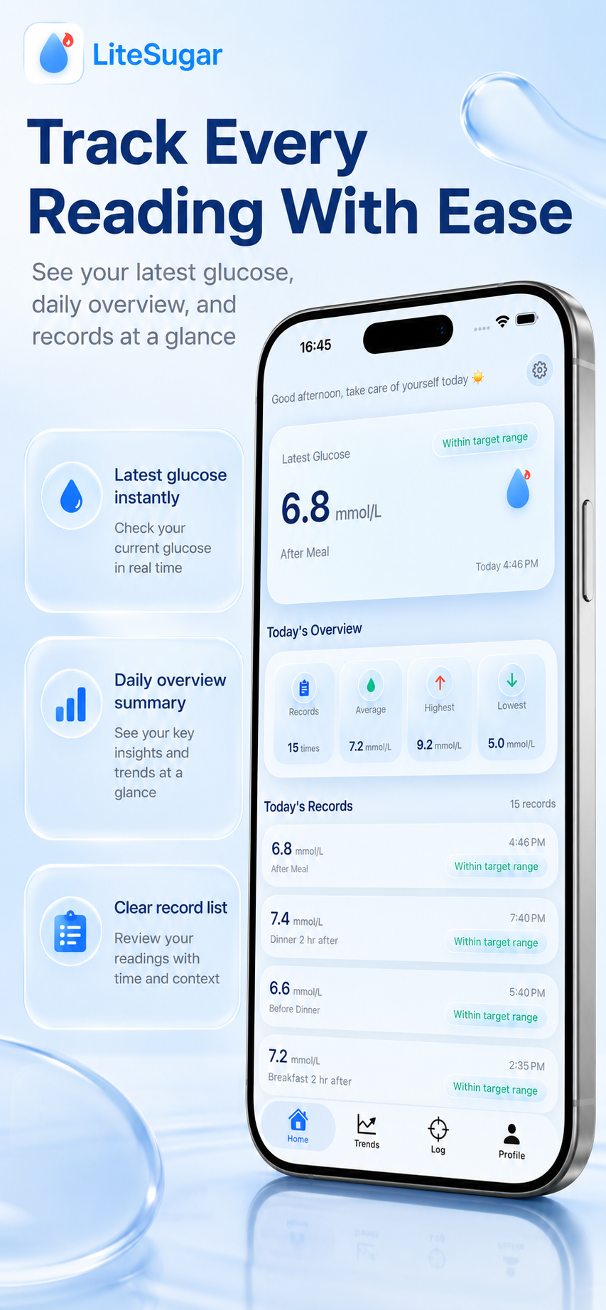 LiteSugar home screen