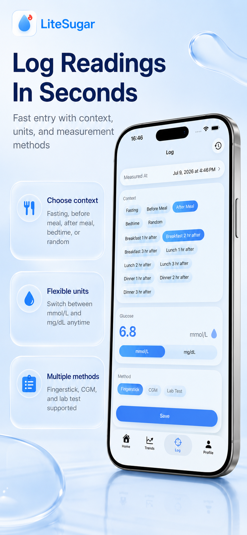 Glucose logging